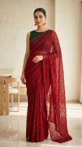 Crimson Red Leheriya Chiffon Saree
