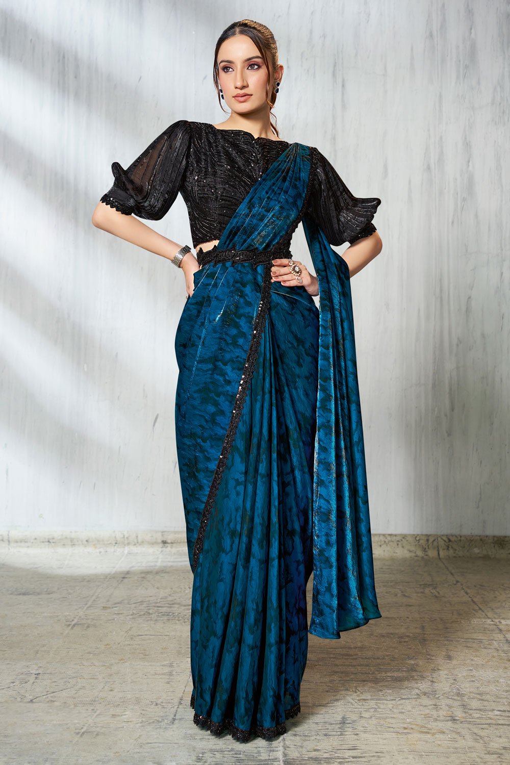 The Teal Twilight Saree