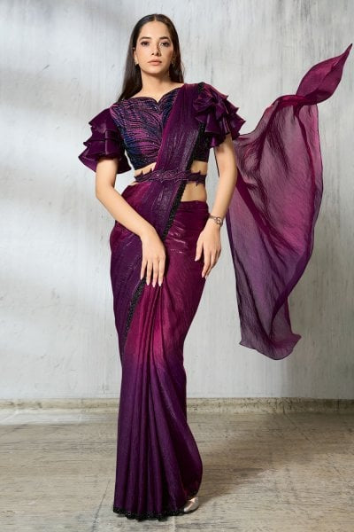 The Plum Drape Saree