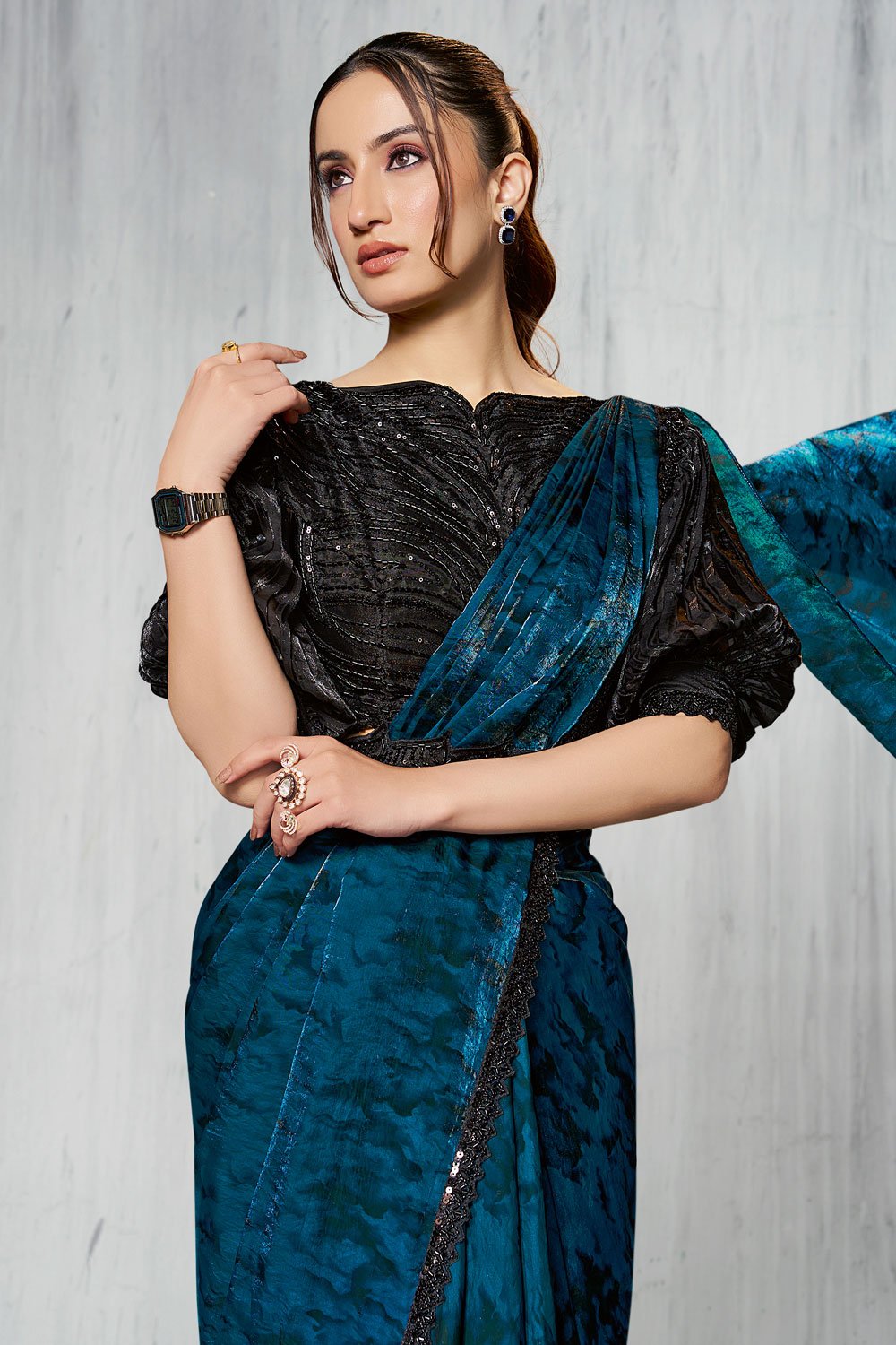 The Teal Twilight Saree