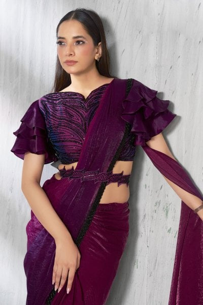 The Plum Drape Saree