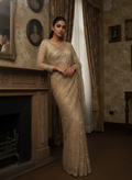 Champagne Gold Heavy Sequin Net Saree