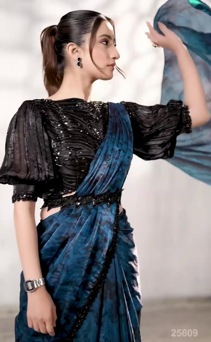 The Teal Twilight Saree
