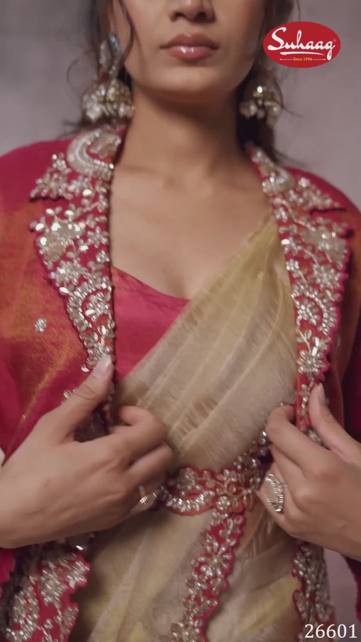 The Empress Silk Jacket & Tissue Saree Ensemble