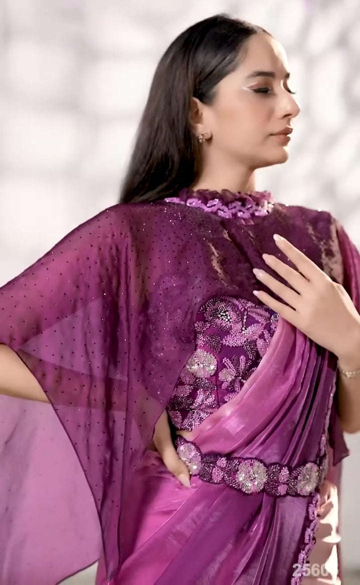 The "Purple Reign" Cape Saree