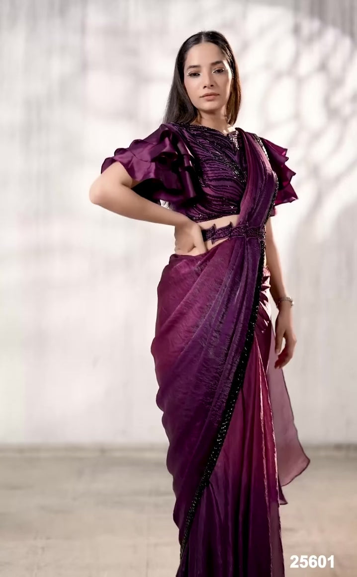 The Plum Drape Saree